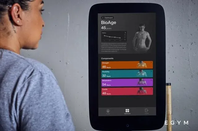 EGYM BioAge: Anzeige des biologischen Alters auf dem Display